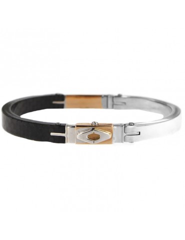 Bracciale Arkano - Rigido a Manetta in Oro Bianco - Oro Rosa 18 Carati e Fibra di Carbonio - 0