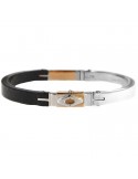 Bracciale Arkano - Rigido a Manetta in Oro Bianco - Oro Rosa 18 Carati e Fibra di Carbonio - 0