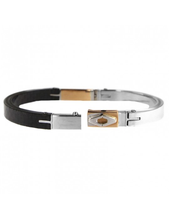 Arkano Bracelet - Rigid Handcuff in White Gold - 18K Rose Gold and Carbon Fiber - 0