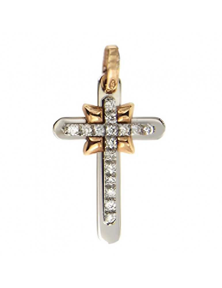 Zancan Cross - Natural White Crystals - 0.180 Total Carats - EPE070BR