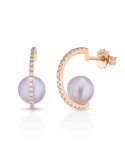 Orecchini Coscia - in Oro Rosa 18 Carati con Perle Freshwater Rosa 8,5-9 mm e Diamanti Naturali - CLEAFW232.3