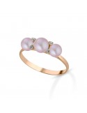 Coscia Ring - in 18K Rose Gold with 4.5-5mm Pink Freshwater Pearls and Natural Diamonds - 0