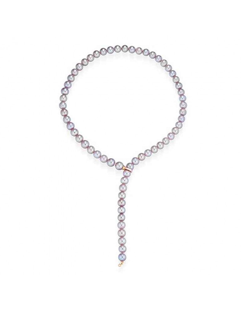 Collana a Sciarpina Coscia - in Oro Rosa 18 Carati con Perle Freshwater Rosa 8-8.5 mm - LBNKFW132.85.1P