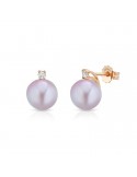 Orecchini Coscia - in Oro Rosa 18 Carati con Perle Freshwater Rosa 7,5-8 mm e Diamanti Naturali - LBEAFW01.80.P
