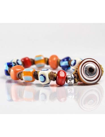 Moi Bracelet - Ipanema - Pearls - Blue-Orange Murano Glass - IPANEMA