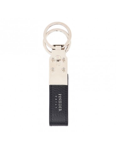 Pineider-Daily 23 Keyring-Bottalata Black Calfskin-PTS715056