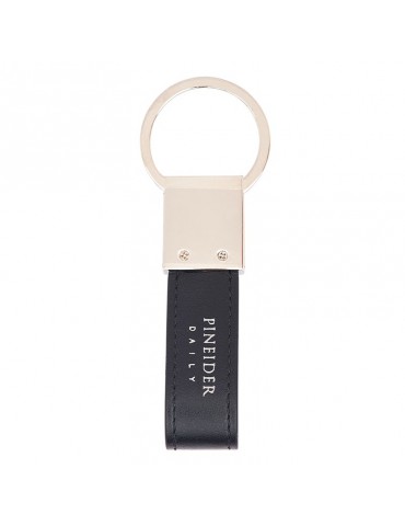 Pineider Keyring - Daily 23-Black Smooth Calfskin-PSS716056