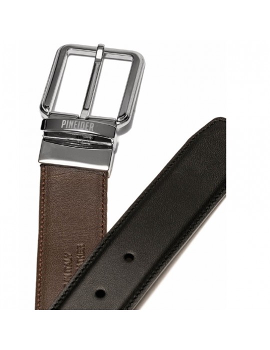 Pineider Belt - Daily 23 - Tumbled Black-Brown Leather - PTS723056