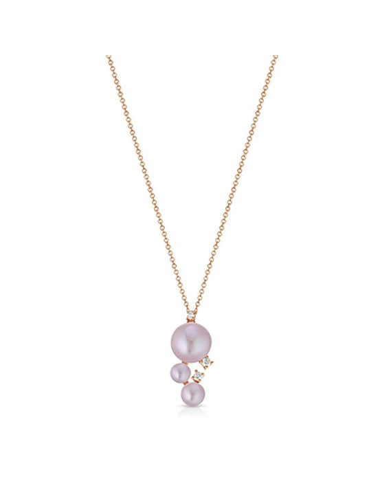 Coscia Necklace - in 18K Rose Gold with 3.5-7 mm Pink Freshwater Pearls Pendant and Natural Diamonds - 0 Coscia Necklace - in 18K Rose Gold with 3.5-7 mm Pink Freshwater Pearls Pendant and Natural Diamonds - 0