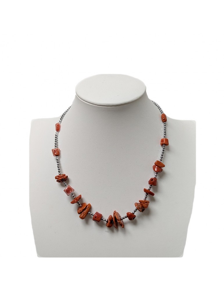 Collana Della Rovere-in Argento 925%-Ematite-Corallo Rosso-COLDR10082X