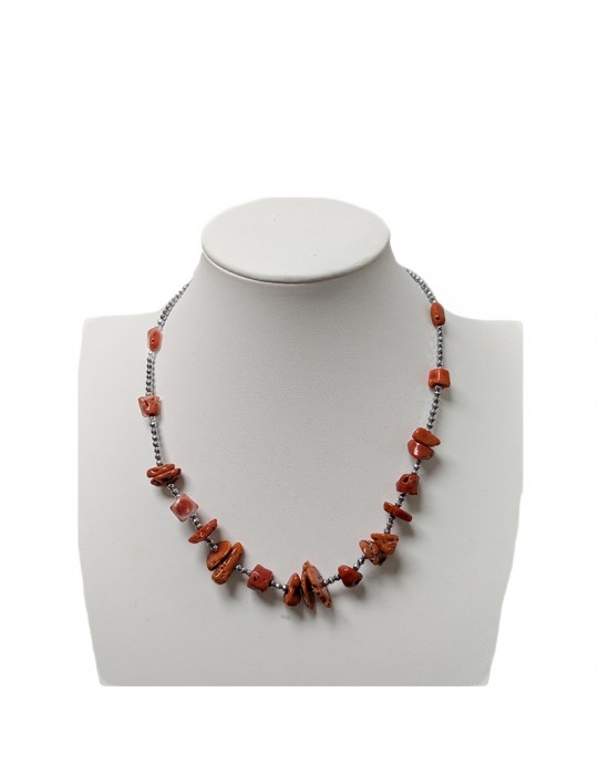 Collana Della Rovere-in Argento 925%-Ematite-Corallo Rosso-COLDR10082X