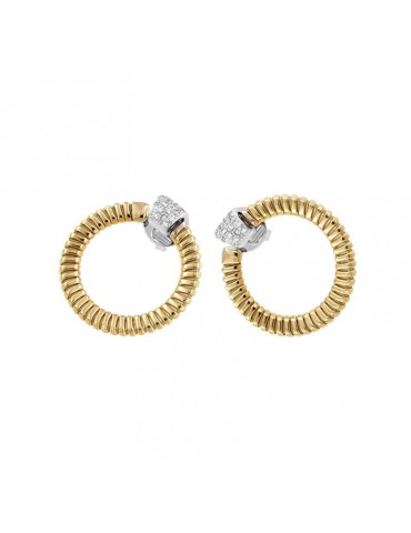 Antorà Earrings - Tubogas Circle Earrings in 18K Yellow Gold with Natural Diamonds 0.38 ct - 0