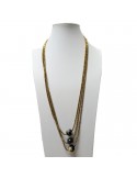 Della Rovere Necklace - Long - Hematite Gold - Hawk's Eye-COLDR6284
