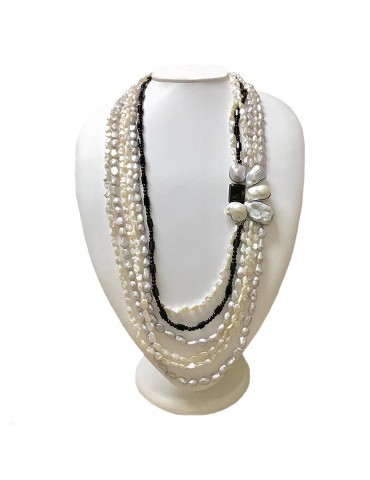 Della Rovere Women's Necklace with Pearls and Onyx - 0