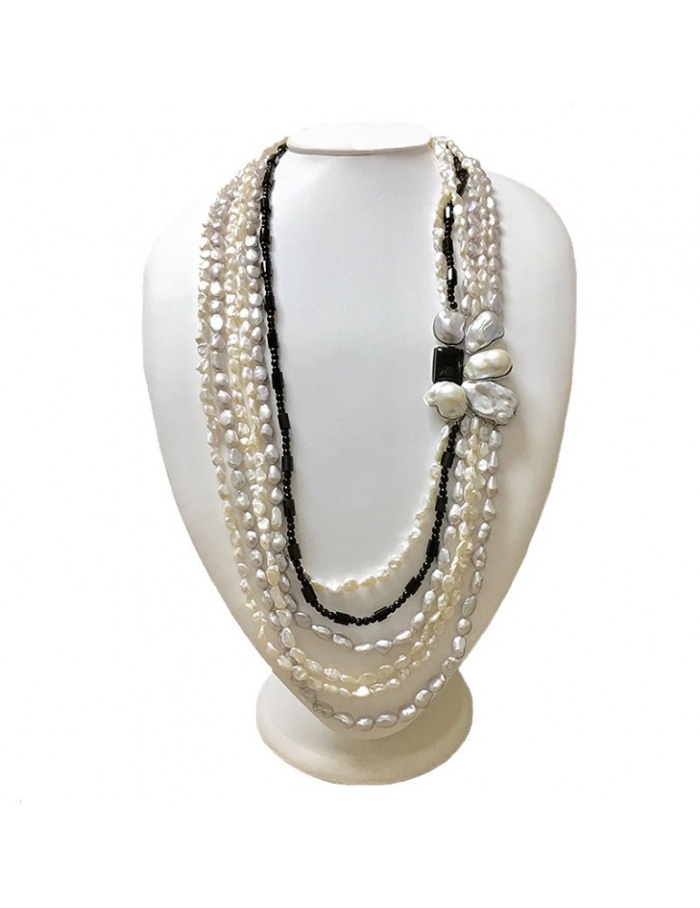 Collana Della Rovere con Perle e Onice da Donna - 0
