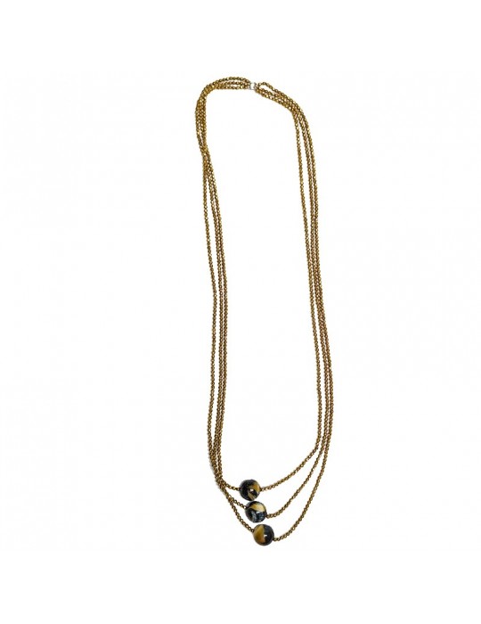Collana Della Rovere - Lunga - Ematite Gold -Occhio di Falco-COLDR6284