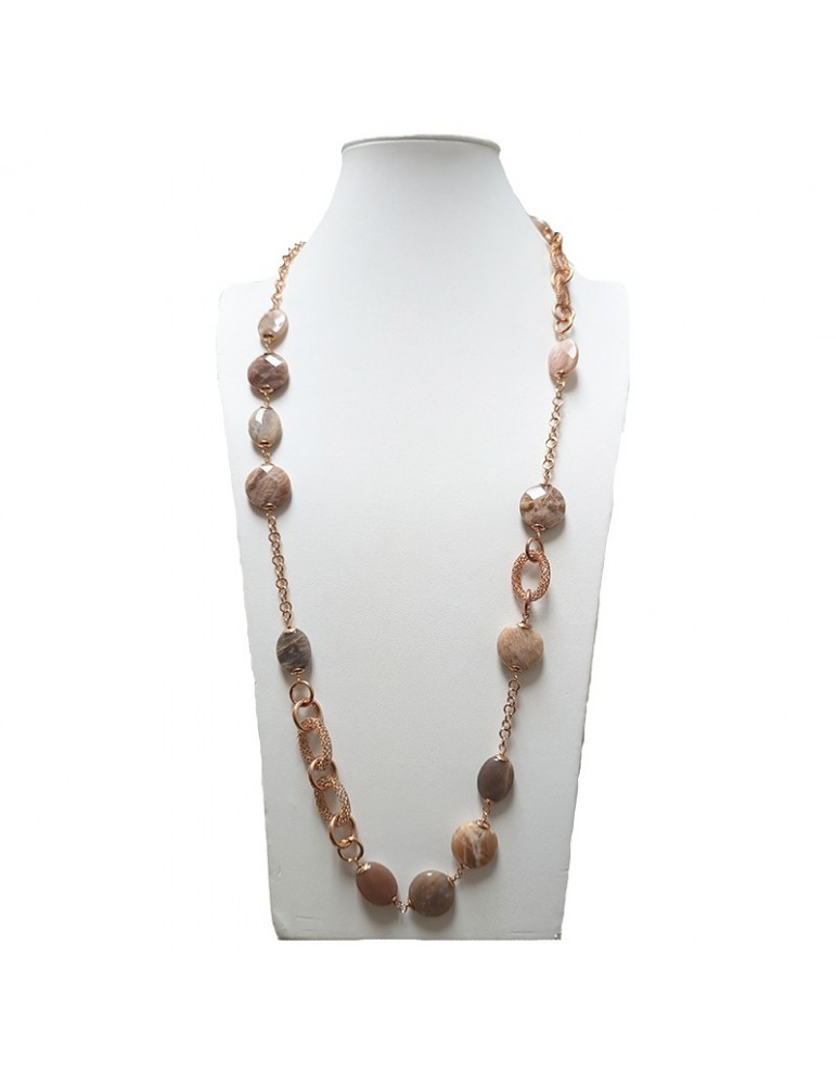 Della Rovere Necklace - Rose Gold - Agate - Moonstone - DR220