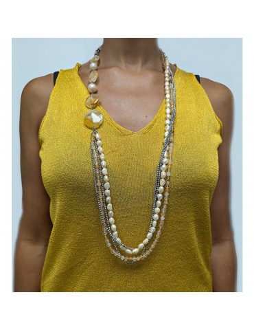Collana Della Rovere-Multifilo-Perle Barocche-Quarzo Citrino-COLDR7211A