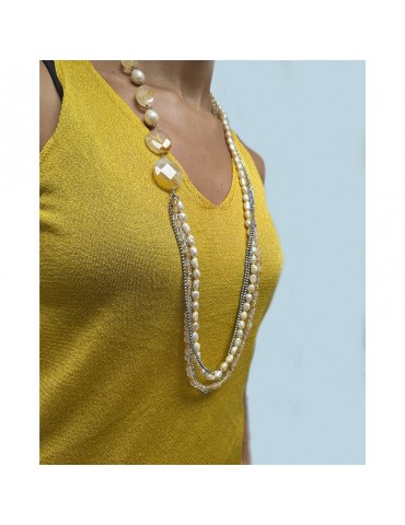 Della Rovere Necklace-Multistrand-Baroque Pearls-Citrine Quartz-COLDR7211A 2