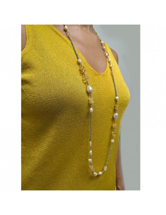 Collana Della Rovere - Lunga - Ematite - Perle Barocche - COLDR7181