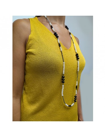 Collana Della Rovere - Lunga - Perle Barocche - Onice Nero - COLDR7258 2
