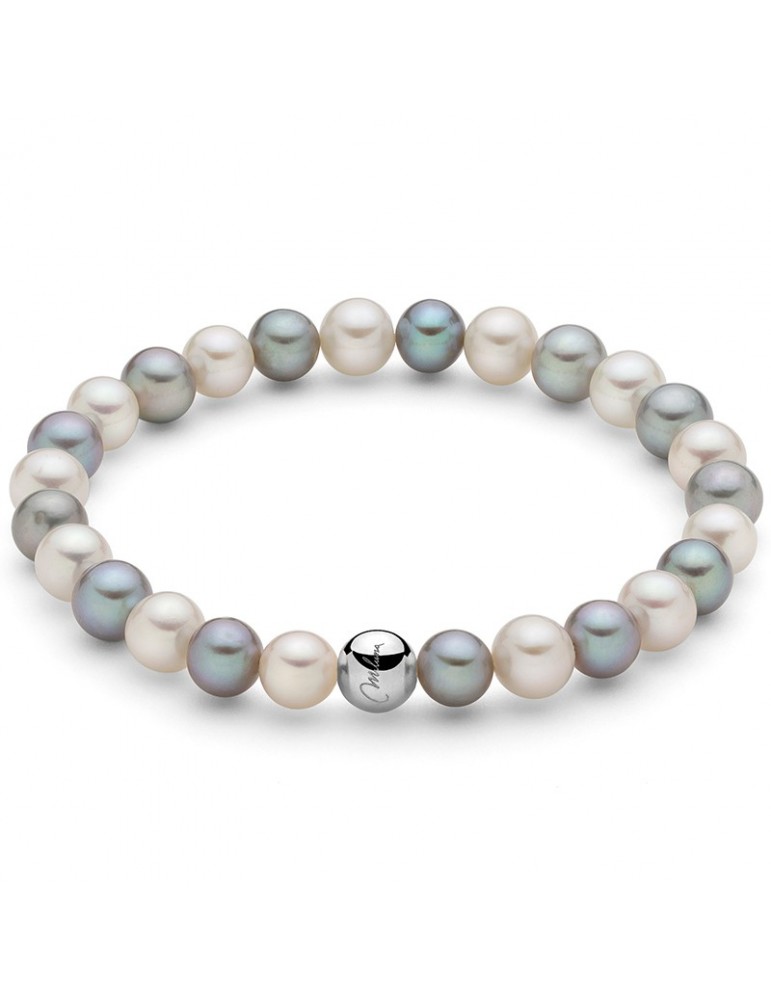 Bracciale Miluna - Perle Oriente Bianche e Grigie - 5,5 - 6 mm-PBR3358
