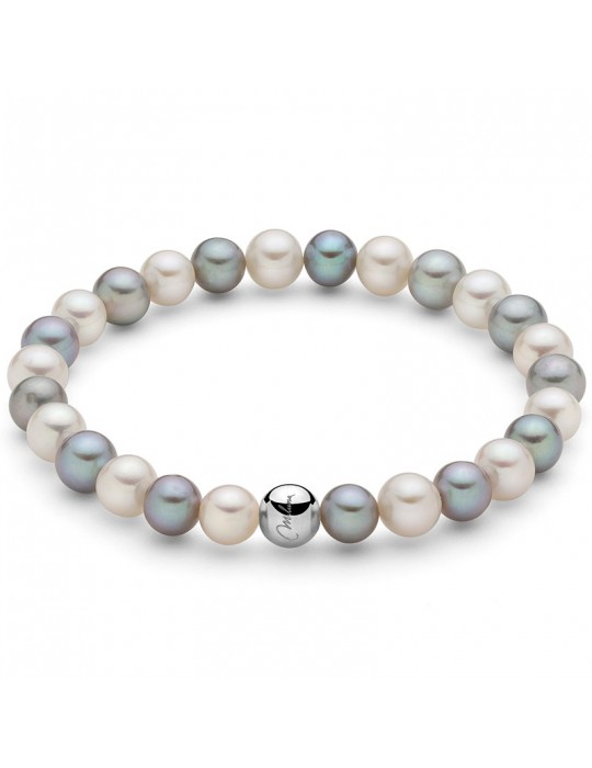 Bracciale Miluna - Perle Oriente Bianche e Grigie - 5,5 - 6 mm-PBR3358