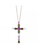 Collana Salvatore Plata - Genuine -Croce e Cristalli Colorati-234C0020