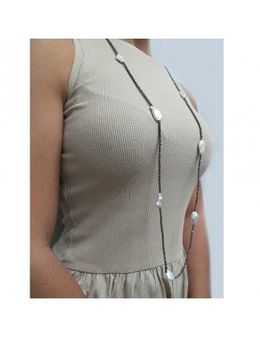 Collana Della Rovere - Lunga - Ematite - Perle Barocche - COLDR6283 2