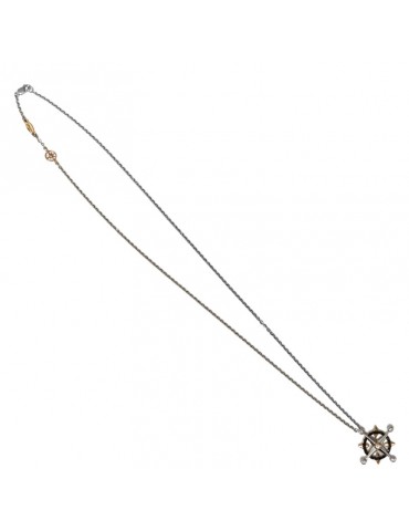 Zancan Necklace - White Gold - Rose Gold-Compass Rose-Diamonds-EC626BR 2