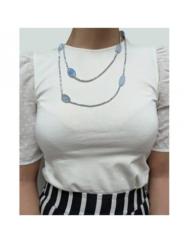 Della Rovere Necklace - Double Wearing - Hematite-Aquamarine-COLDR8112A