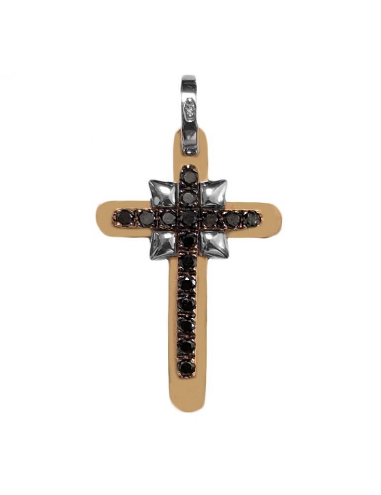 Zancan Cross - 18K Rose Gold - Black Diamonds - EPE069RB