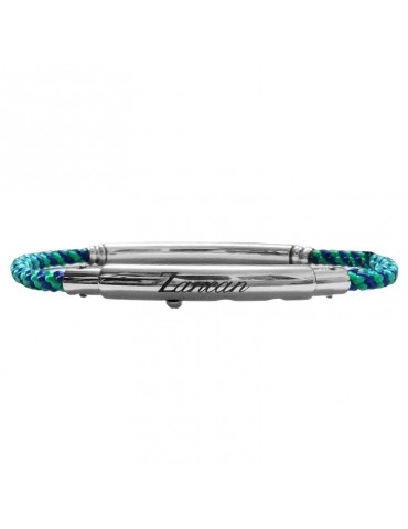 Zancan Bracelet - Green and Blue Kevlar - 925 Silver - EXB91406