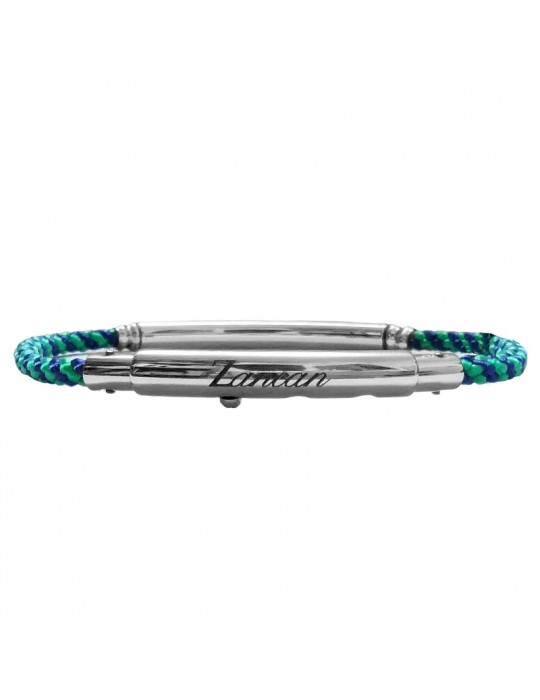 Zancan Bracelet - Green and Blue Kevlar - 925 Silver - EXB91406