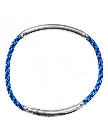 Zancan Bracelet - Cord - Blue and Black Kevlar - 925% Silver-EXB91401 2