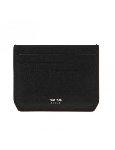 Pineider Credit Card Holder-Bottalata Black Calfskin-PTS706056