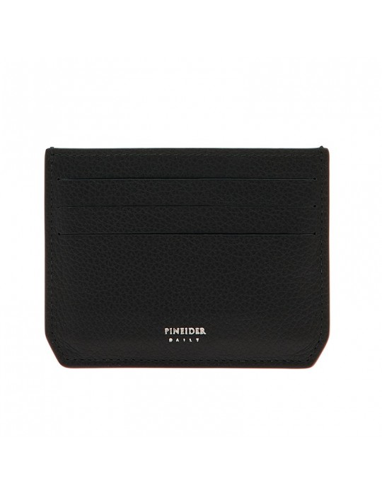 Pineider Credit Card Holder-Bottalata Black Calfskin-PTS706056