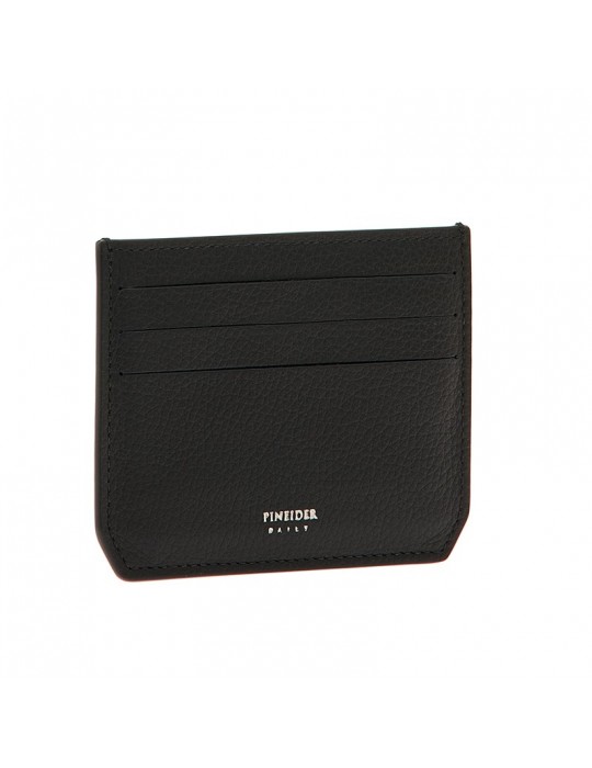 Pineider Credit Card Holder-Bottalata Black Calfskin-PTS706056