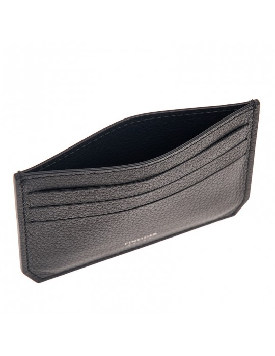 Pineider Credit Card Holder-Bottalata Black Calfskin-PTS706056