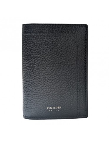Pineider Vertical Wallet-Black Tumbled Calfskin-PTS713056