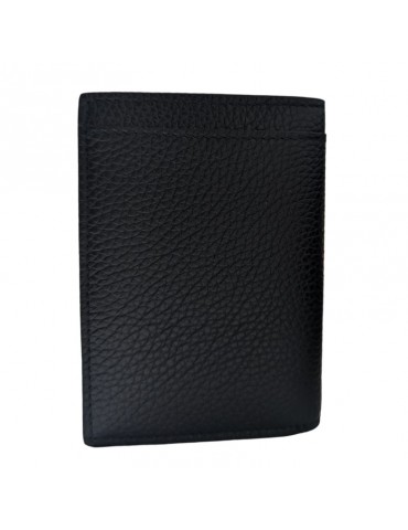 Pineider Vertical Wallet-Black Tumbled Calfskin-PTS713056 2