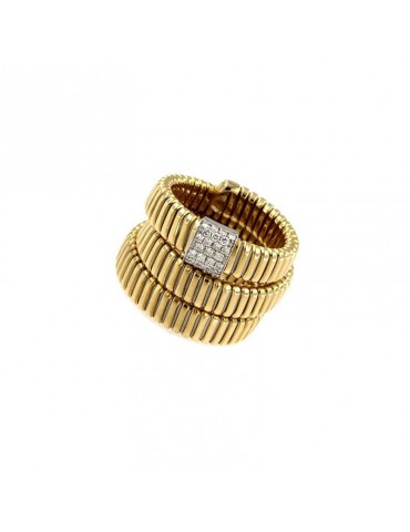 Antorà Ring - Memento Tubogas in 18K Yellow Gold with Natural Diamonds 0.24 ct - 0