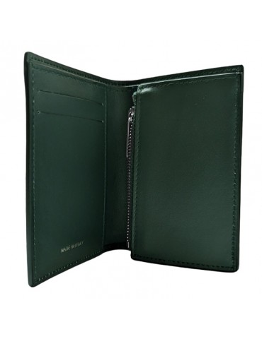 Pineider Vertical Wallet - Green Smooth Leather with Zip -PSS714327 2