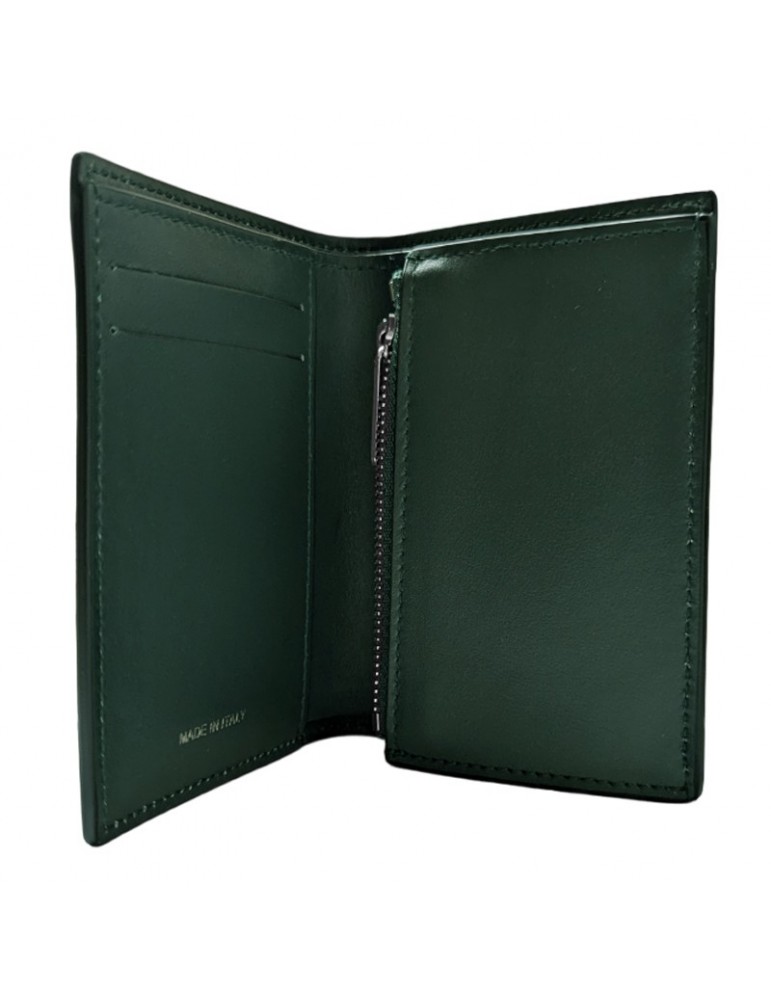 Portafoglio Verticale Pineider - Pelle Liscia Verde con Zip -PSS714327