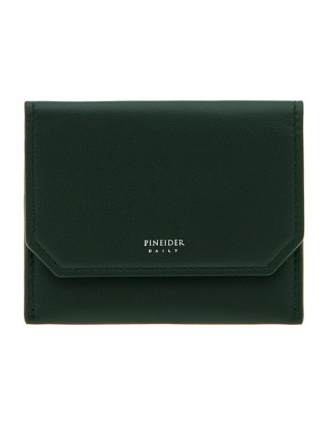 Pineider Credit Card Holder - Green Smooth Leather - Flap-PSS707327