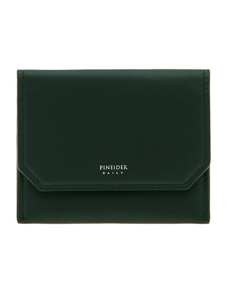 Pineider Credit Card Holder - Green Smooth Leather - Flap-PSS707327