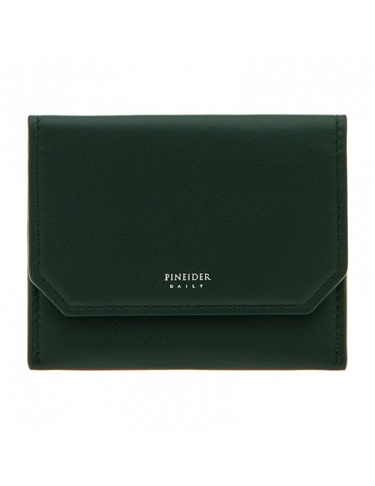 Pineider Credit Card Holder - Green Smooth Leather - Flap-PSS707327