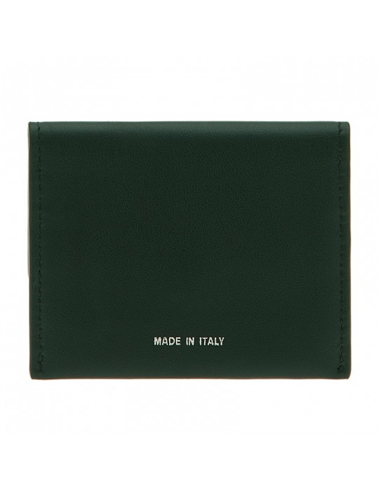 Pineider Credit Card Holder - Green Smooth Leather - Flap-PSS707327