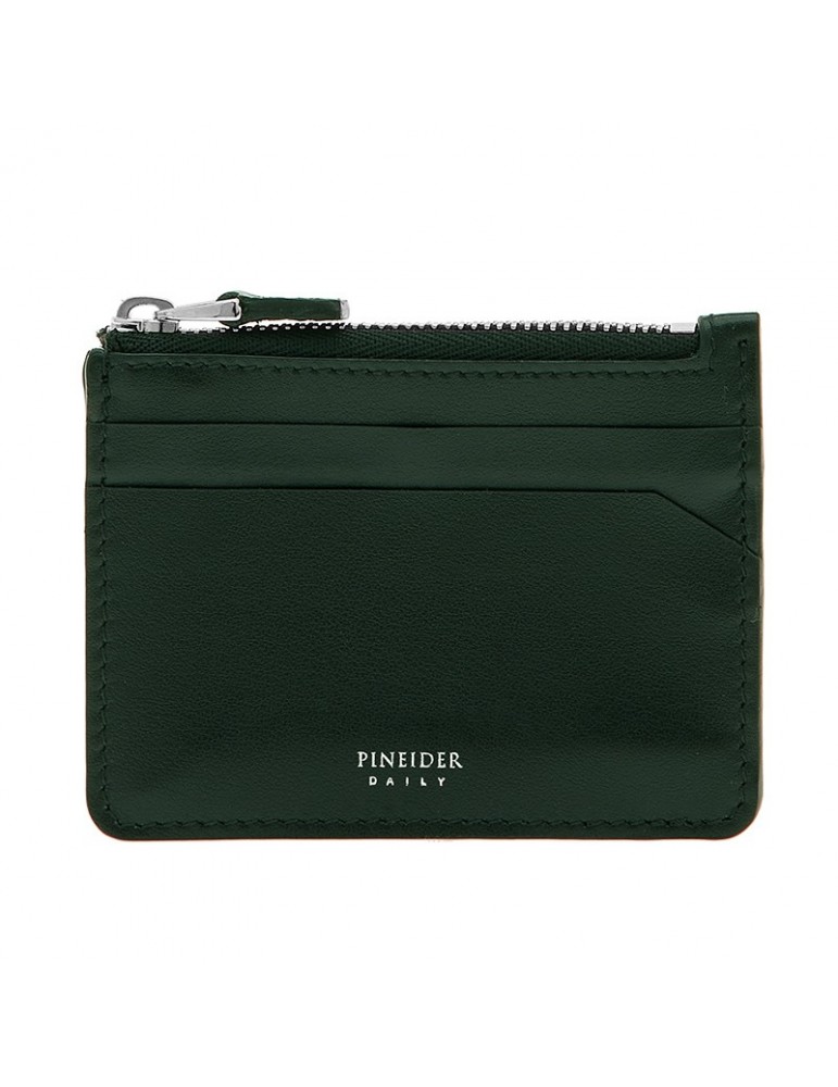 Porta Carte Pineider-Daily 23-Pelle di Vitello Liscia e Verde-PSS711327