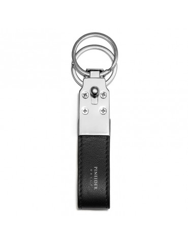 Pineider Double Keyring - Smooth Black Calfskin - PSS715056